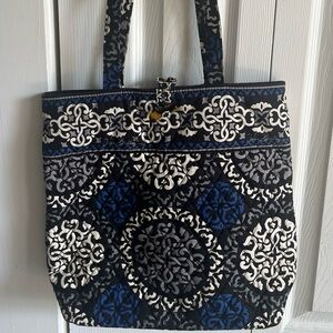 Vera Bradley medium Tote blue / black 13 x 12 excellent cond